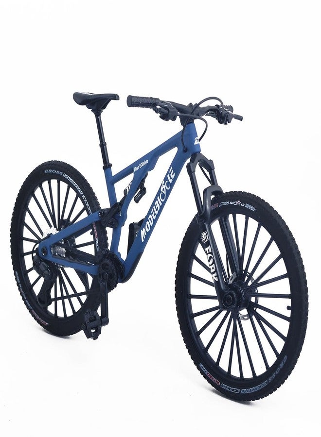 Kuasting 1:8 Scale Alloy Mini Mountain Bike Toy DS Dual Slalom Bicycle Model Die-Cast Bike Cake Topper Desktop Decoration Crafts for Cycling Lovers Bicycle Racers Athletes Children Boys and Girls (Blue) - Image 1